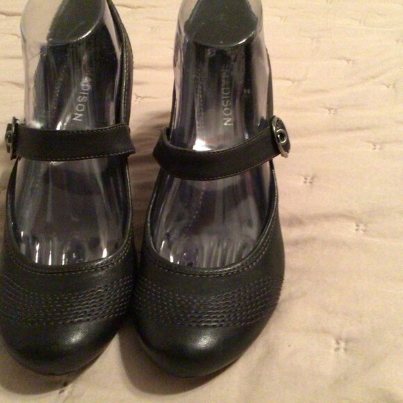 Madison Blake Heels - Black Leather Size 9.5 M - Picture 1 of 3